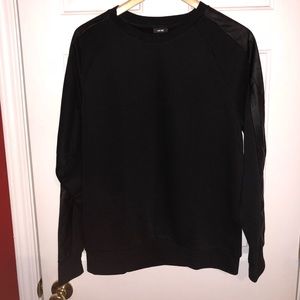 H&M Black Sweatshirt with Leather Accents